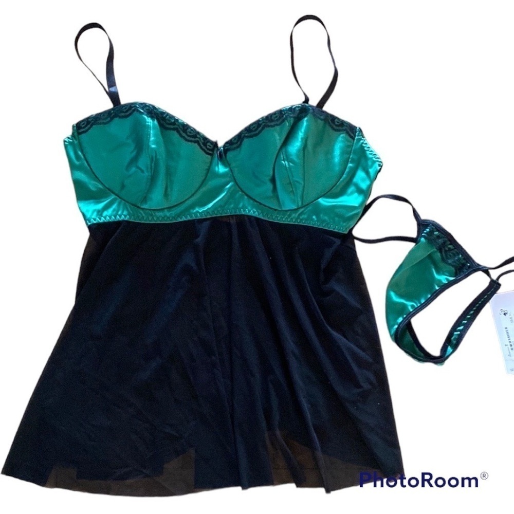 Coquette Babydoll Set Green NWT XL